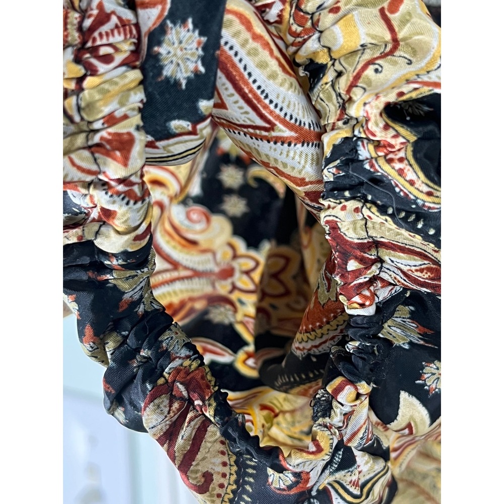 Me 2 Magic Womens 2X Paisley Tiered Maxi Dress Black Gold Rust Long Sleeve Boho - Picture 4 of 7
